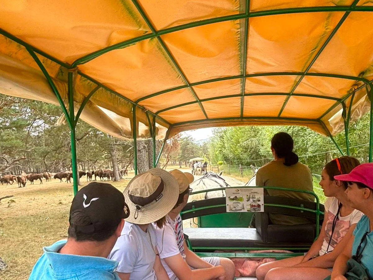 Le groupe à bord de la remorque pour l'immersion dans la réserve